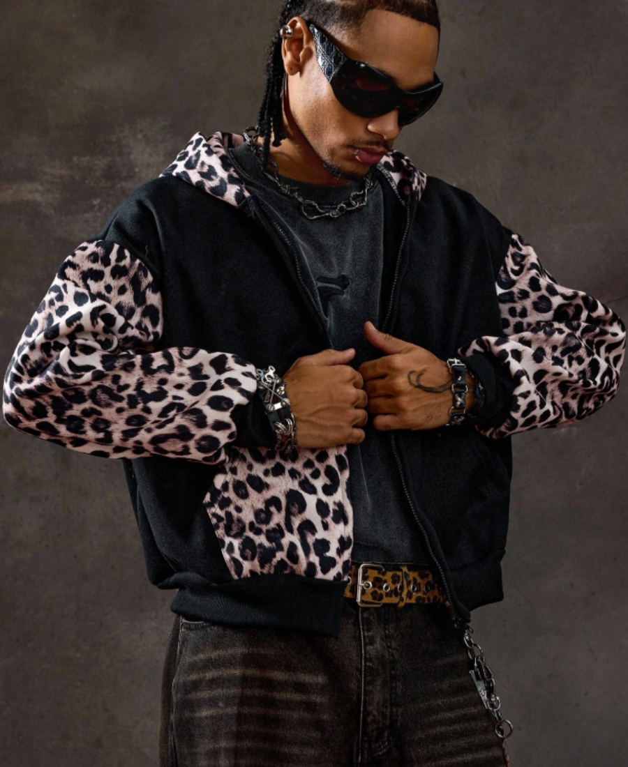 Leopard Patchwork Hoodie