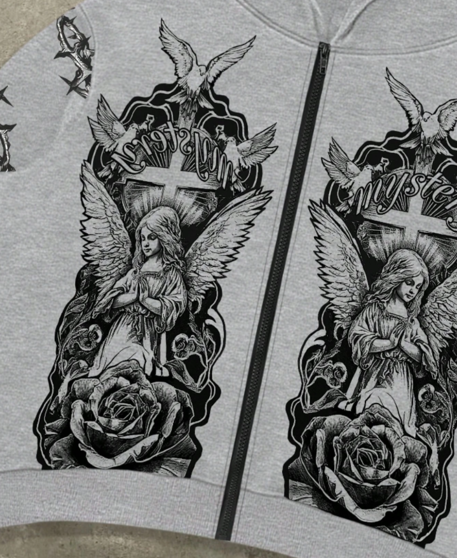 Angelic Thorns Grey Zip-Up