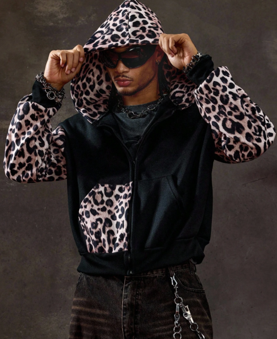 Leopard Patchwork Hoodie