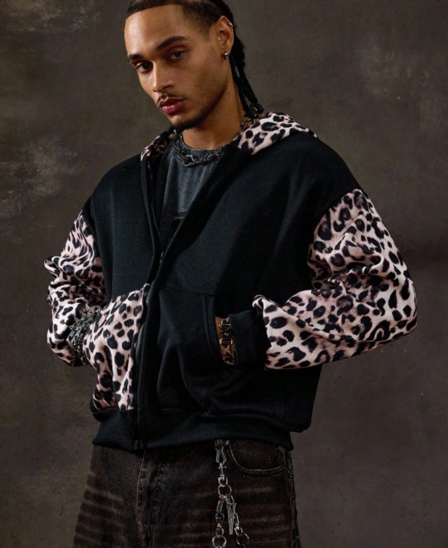 Leopard Patchwork Hoodie