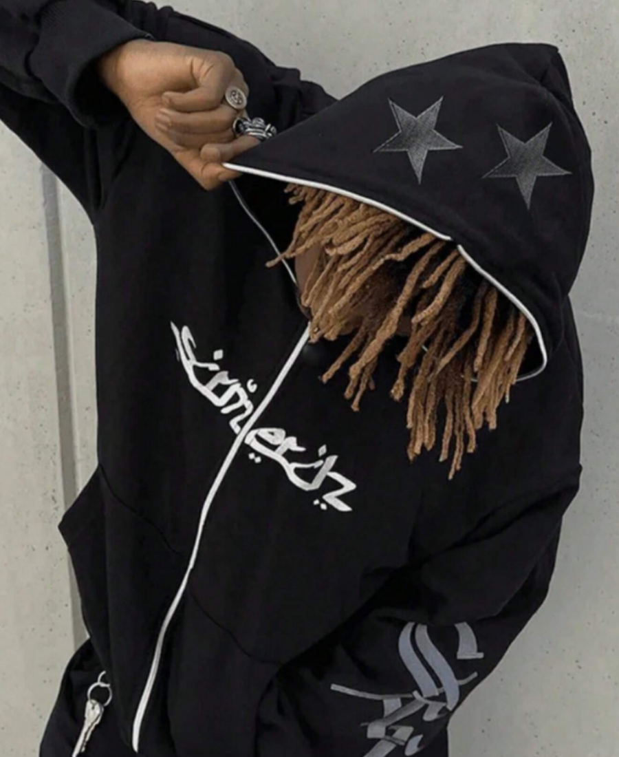 Twin Star Contrast Zip-Up