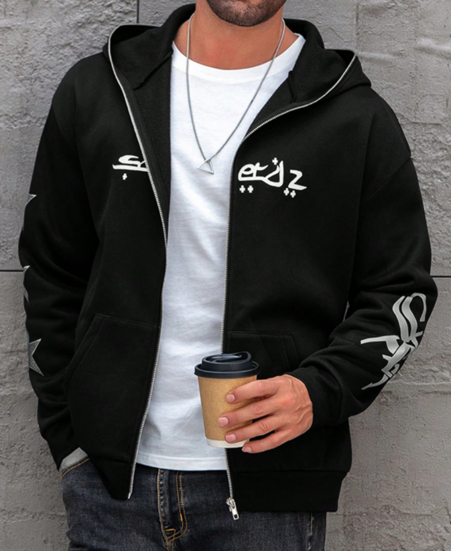 Twin Star Contrast Zip-Up