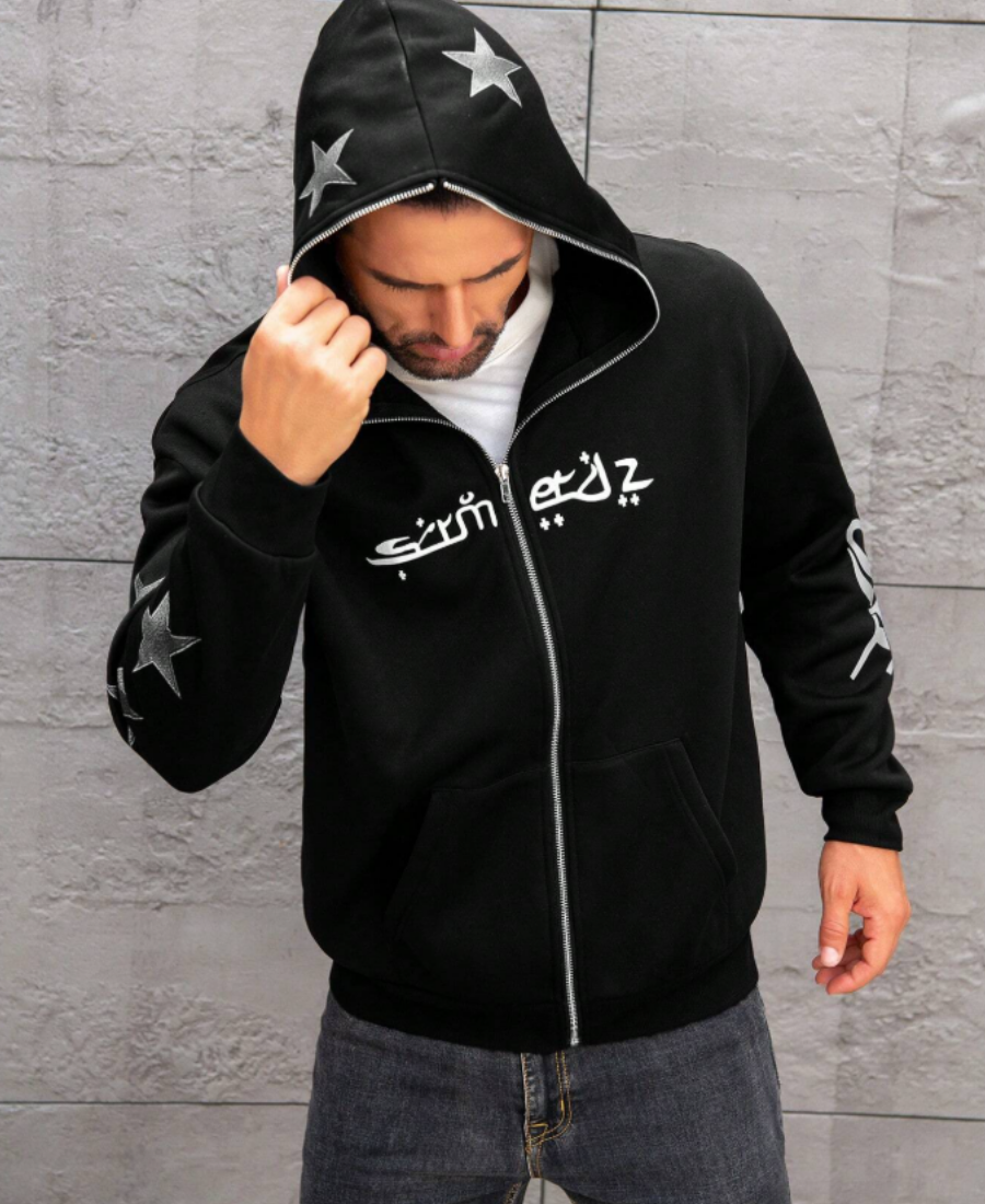 Twin Star Contrast Zip-Up