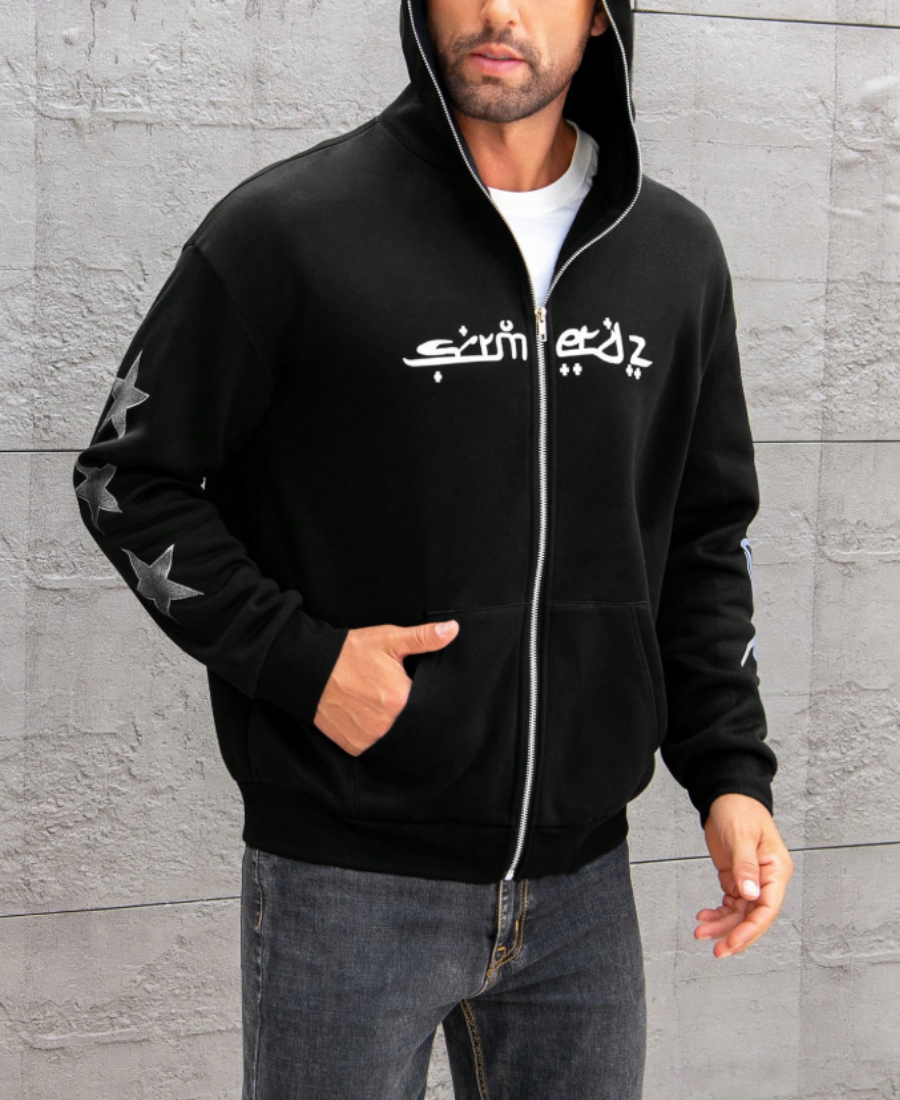 Twin Star Contrast Zip-Up