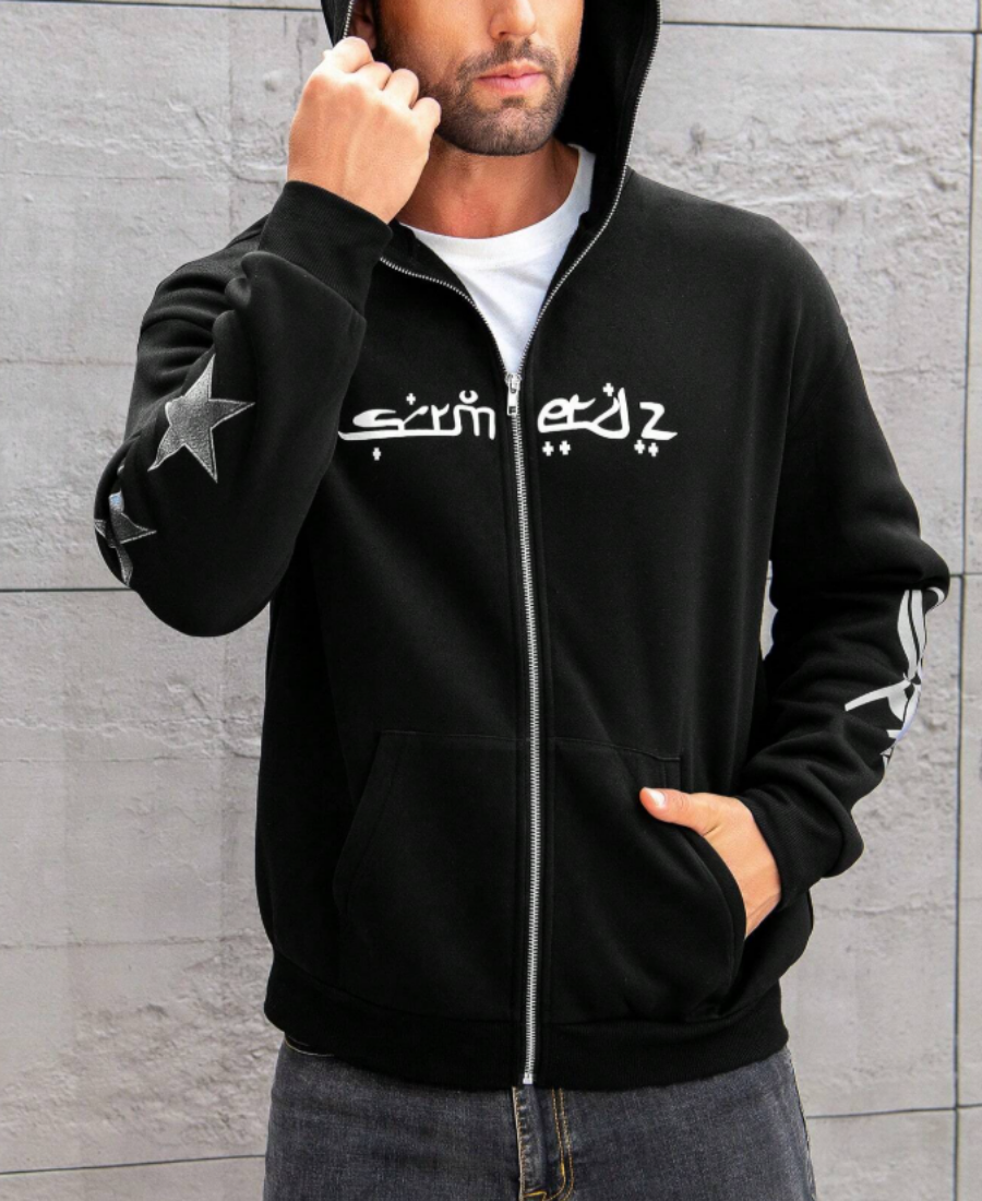 Twin Star Contrast Zip-Up