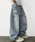 Light Blue Destroyed Baggy Pants