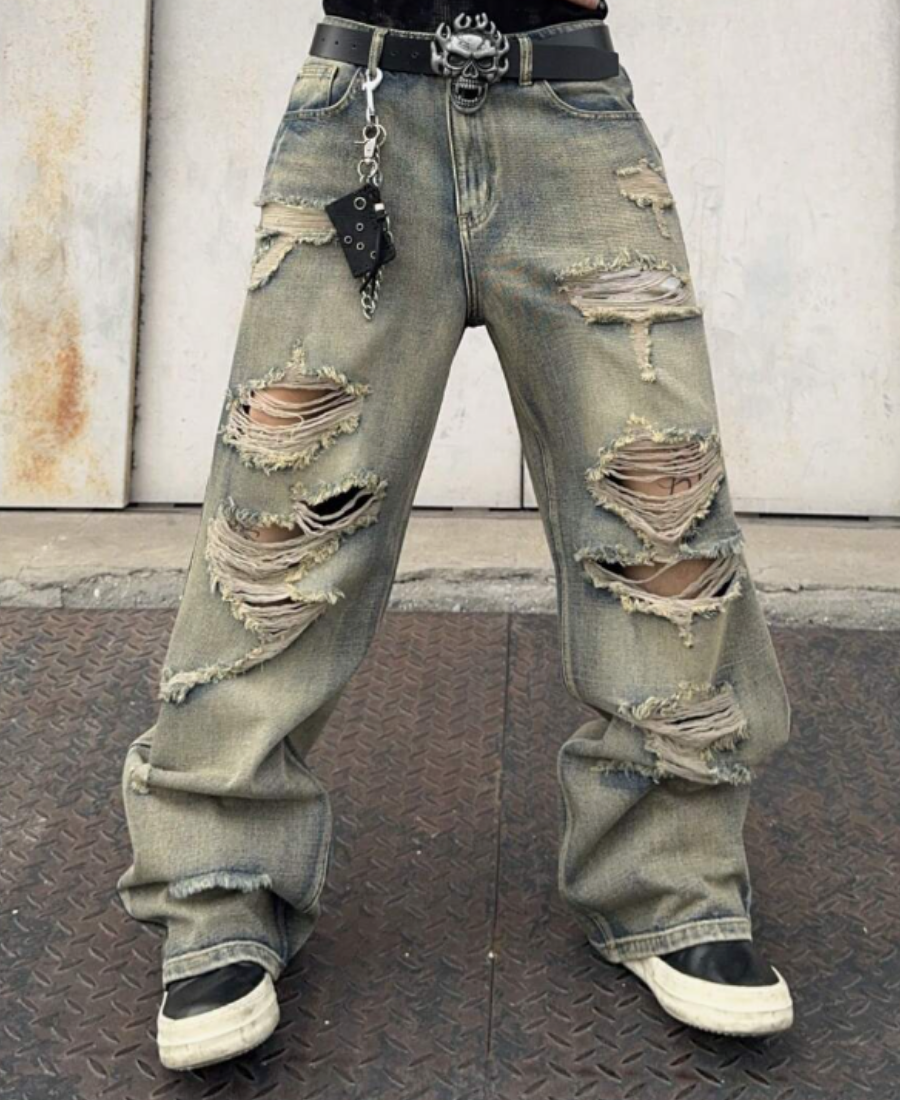 Baggy Destroyed Denim Pants